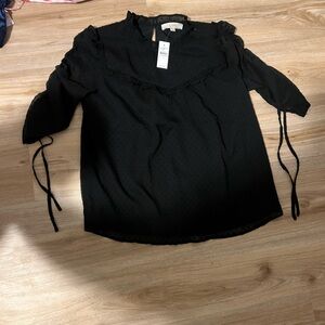 LOFT Black Textured Blouse